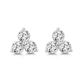 LADIES EARRINGS 1CT ROUND DIAMOND 14K WHITE GOLD