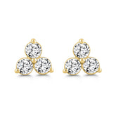 LADIES EARRINGS 1CT ROUND DIAMOND 14K YELLOW GOLD