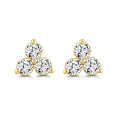 LADIES EARRINGS 1CT ROUND DIAMOND 14K YELLOW GOLD