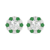 14K WHITE GOLD 2 1/2CT ROUND/ROUND GREEN SAPPHIRE LADIES EARRING (CENTER STONE ROUND DIAMOND 2CT)