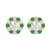14K YELLOW GOLD 2 1/2CT ROUND/ROUND GREEN SAPPHIRE LADIES EARRING (CENTER STONE ROUND DIAMOND 2CT)