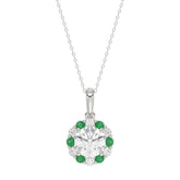 14K WHITE GOLD 1 1/4CT ROUND/GREEN DIAMOND LADIES PENDANT (CENTER STONE ROUND DIAMOND 1CT)