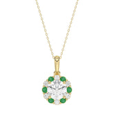 14K YELLOW GOLD 1 1/4CT ROUND/ROUND GREEN SAPPHIRE LADIES PENDANT (CENTER STONE ROUND DIAMOND 1CT)