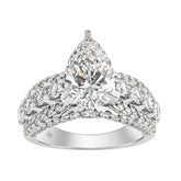 LADIES RING 5 1/4CT ROUND/ PEAR DIAMOND 14K WHITE GOLD (CENTER STONE PEAR DIAMOND 3CT )