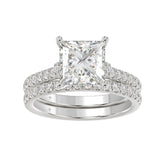 LADIES BRIDAL SET 3 1/2CT ROUND/PRINCESS DIAMOND 14K WHITE GOLD (CENTER STONE PRINCESS DIAMOND 3CT )