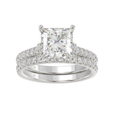 14K WHITE GOLD 3 1/2CT ROUND/PRINCESS DIAMOND LADIES BRIDAL SET (CENTER STONE PRINCESS DIAMOND 3.00CT)