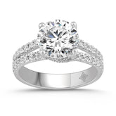 LADIES RING 3 1/2CT ROUND DIAMOND 14K WHITE GOLD (CENTER STONE ROUND DIAMOND 3CT )