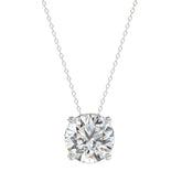 LADIES SOLITAIRE PENDANT WITH UNDER-PASS CHAIN 3CT ROUND DIAMOND 14K WHITE GOLD