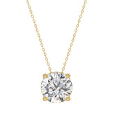 LADIES SOLITAIRE PENDANT WITH UNDER-PASS CHAIN 3CT ROUND DIAMOND 14K YELLOW GOLD