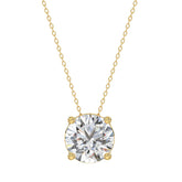 LADIES SOLITAIRE PENDANT WITH UNDER-PASS CHAIN 3CT ROUND DIAMOND 14K YELLOW GOLD