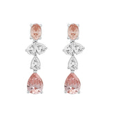 14K WHITE GOLD 3 1/2CT OVAL/PEAR DIAMOND LADIES EARRINGS (PINK PEAR DIAMOND)