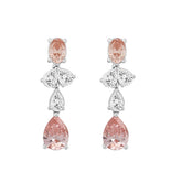 ETERNAL BLUSH COLLECTION 14K WHITE/ROSE GOLD 3 1/2CT OVAL/PEAR DIAMOND LADIES EARRINGS (PINK PEAR DIAMOND 3/4CT/ PINK OVAL DIAMOND 1/2CT)