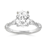 14K WHITE GOLD 2 1/2CT ROUND/OVAL/MARQUISE DIAMOND LADIES RING (CENTER STONE OVAL DIAMOND 2CT)