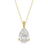 LADIES SOLITAIRE PENDANT 4CT PEAR DIAMOND 14K YELLOW GOLD