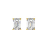 LADIES SOLITAIRE EARRINGS 2 1/2CT EMERALD DIAMOND 14K YELLOW GOLD