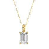 LADIES SOLITAIRE PENDANT WITH CHAIN 2 1/2CT EMERALD DIAMOND 14K YELLOW GOLD