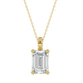 LADIES SOLITAIRE PENDANT WITH CHAIN 4CT EMERALD DIAMOND 14K YELLOW GOLD