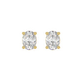 LADIES SOLITAIRE EARRINGS 2 1/2CT OVAL DIAMOND 14K YELLOW GOLD