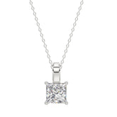 LADIES SOLITAIRE PENDANT WITH CHAIN 2 1/2CT PRINCESS DIAMOND 14K WHITE GOLD