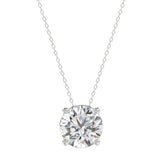 LADIES SOLITAIRE PENDANT WITH UNDER-PASS CHAIN 2 1/2CT ROUND DIAMOND 14K WHITE GOLD