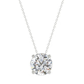 LADIES SOLITAIRE PENDANT WITH UNDER-PASS CHAIN 2 1/2CT ROUND DIAMOND 14K WHITE GOLD