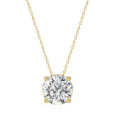LADIES SOLITAIRE PENDANT WITH UNDER-PASS CHAIN 2 1/2CT ROUND DIAMOND 14K YELLOW GOLD