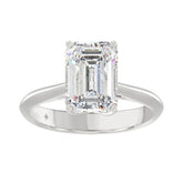 LADIES SOLITAIRE RING 4CT EMERALD DIAMOND 14K WHITE GOLD