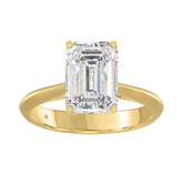 LADIES SOLITAIRE RING 4CT EMERALD DIAMOND 14K YELLOW GOLD
