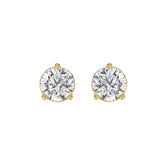 LADIES SOLITAIRE EARRINGS 4CT ROUND DIAMOND 14K YELLOW GOLD (CENTER STONE ROUND DIAMOND 2CT )