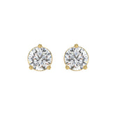 LADIES SOLITAIRE EARRINGS 4CT ROUND DIAMOND 14K YELLOW GOLD (CENTER STONE ROUND DIAMOND 2CT )