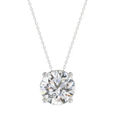 LADIES SOLITAIRE PENDANT WITH CHAIN 4CT ROUND DIAMOND 14K WHITE GOLD