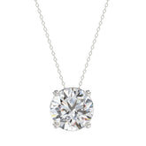 LADIES SOLITAIRE PENDANT WITH CHAIN 4CT ROUND DIAMOND 14K WHITE GOLD