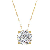LADIES SOLITAIRE PENDANT WITH UNDER-PASS CHAIN 4CT ROUND DIAMOND 14K YELLOW GOLD