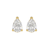 LADIES SOLITAIRE EARRINGS 4.00CT PEAR DIAMOND 14K YELLOW GOLD