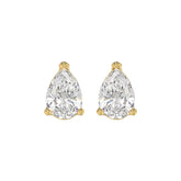LADIES SOLITAIRE EARRINGS 4.00CT PEAR DIAMOND 14K YELLOW GOLD