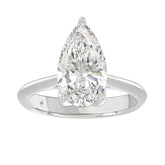 LADIES SOLITAIRE RING 4CT PEAR DIAMOND 14K WHITE GOLD