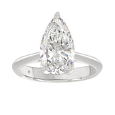 LADIES SOLITAIRE RING 4CT PEAR DIAMOND 14K WHITE GOLD
