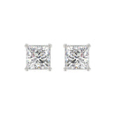LADIES SOLITAIRE EARRINGS 4CT PRINCESS DIAMOND 14K WHITE GOLD