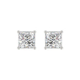 LADIES SOLITAIRE EARRINGS 4CT PRINCESS DIAMOND 14K WHITE GOLD