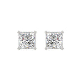LADIES SOLITAIRE EARRINGS 4CT PRINCESS DIAMOND 14K WHITE GOLD