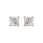 LADIES SOLITAIRE EARRINGS 4CT PRINCESS DIAMOND 14K YELLOW GOLD