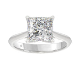 LADIES SOLITAIRE RING 4CT PRINCESS DIAMOND 14K WHITE GOLD