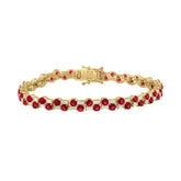 14K YELLOW GOLD 9.00CT BAGUETTE/ROUND RUBY DIAMOND LADIES BRACELET (ROUND RUBY 7 3/4CT)