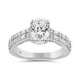 LADIES RING 2 1/2CT ROUND/BAGUETTE/OVAL DIAMOND 14K WHITE GOLD (CENTER STONE OVAL DIAMOND 2CT )