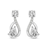 LADIES EARRINGS 1 1/2CT ROUND/PEAR DIAMOND 14K WHITE GOLD (CENTER STONE PEAR DIAMOND 1.00CT)
