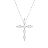 LADIES PENDANT WITH CHAIN 1 1/4CT ROUND/MARQUISE DIAMOND 14K WHITE GOLD
