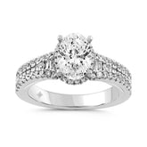 LADIES RING 2.55CT ROUND/BAGUETTE/OVAL DIAMOND 14K WHITE GOLD (CENTER STONE OVAL DIAMOND 3.00CT)