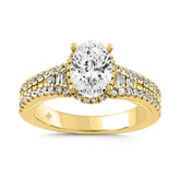 LADIES RING 2 1/2CT ROUND/BAGUETTE/OVAL DIAMOND 14K YELLOW GOLD (CENTER STONE OVAL DIAMOND 3.00CT)