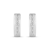 LADIES HOOPS EARRINGS 1.00CT PRINCESS DIAMOND 14K WHITE GOLD