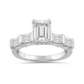 LADIES RING 3.25CT ROUND/EMERALD DIAMOND 14K WHITE GOLD (CENTER STONE EMERALD DIAMOND 2.00CT)